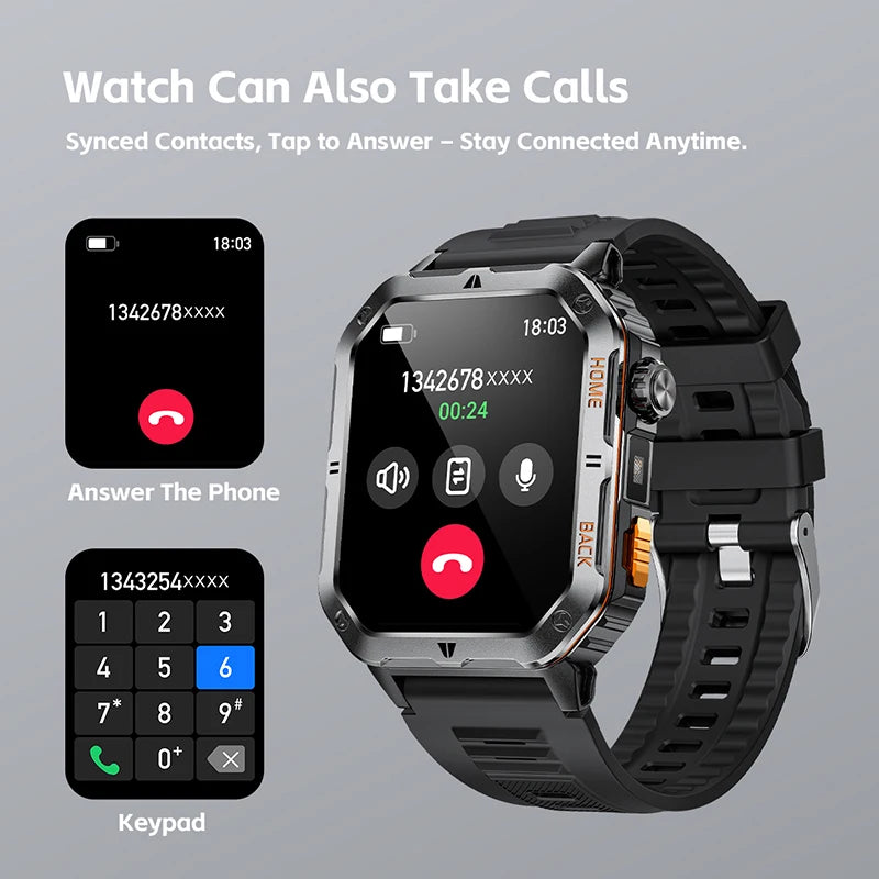 Smart Watch 2.01 Inch Screen Bluetooth Call 1000mAh Voice Assistant Watch Sport Fitness 3ATM Waterproof Smartwatch For Men 2025