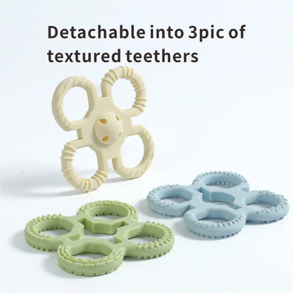 Teething Toys 3 6 Months for Kids Girls Boys,3 Pack Silicone Rattle Chew Toys for Babies 6 12 18months Newborn Infant,Combinable