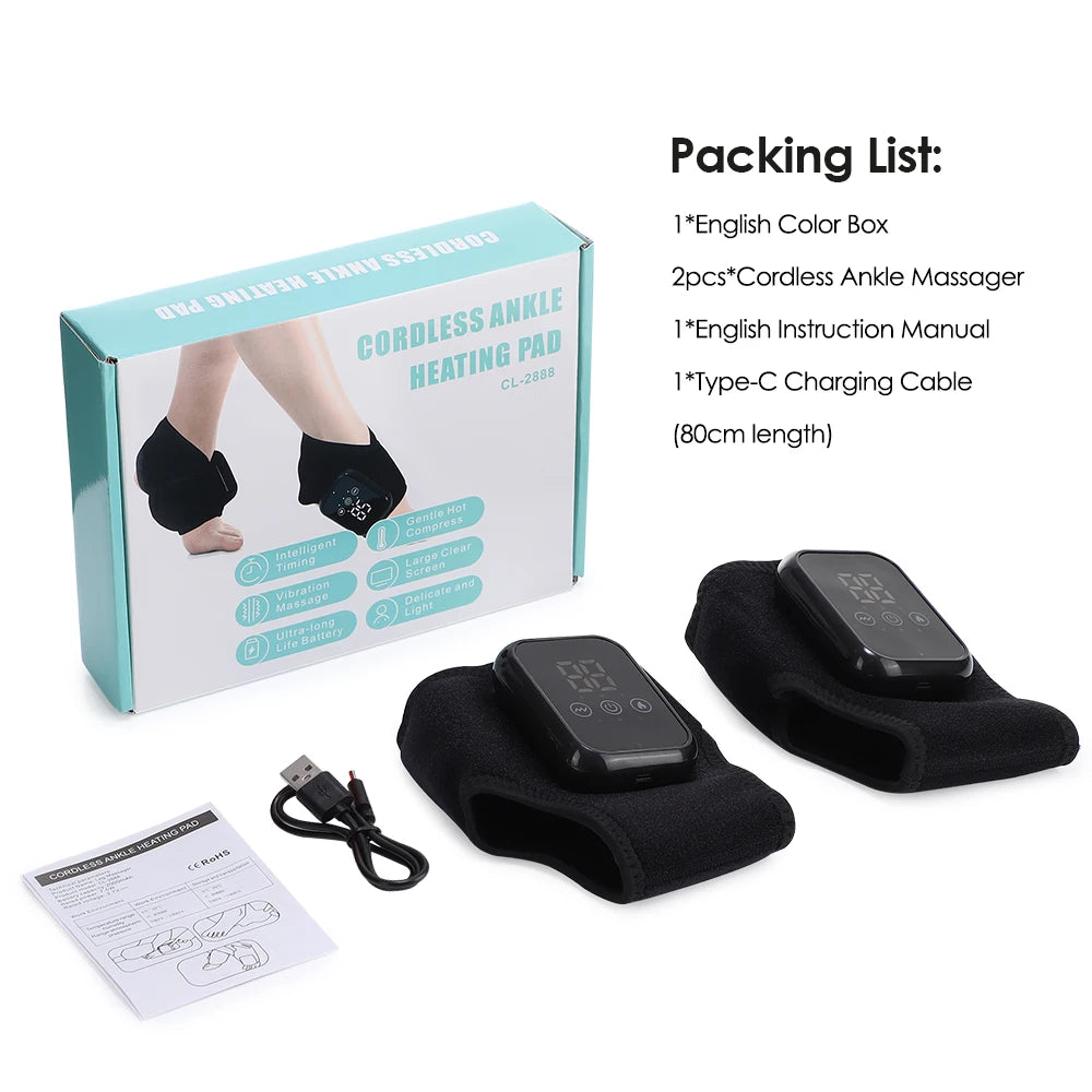 Electric Ankle Heating Massage Hot Compress Vibration Foot Massage 3 Heating Level Ankle Joint Brace Wrap Foot Warmer Massage