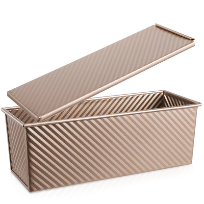Tin Carbon Steel Non-Stick Rectangular Loaf Pan With Lid For Baking Homemade Bread Metal Baking Mold Oven Safe Loaf Pan For
