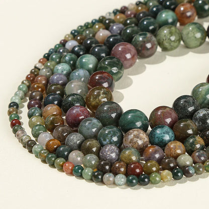 6 8 10mm Indian Agate Natural Stone Beads Round Loose Spacer Beads For Jewelry Making DIY Charm Bracelet Necklace Accessory 15''