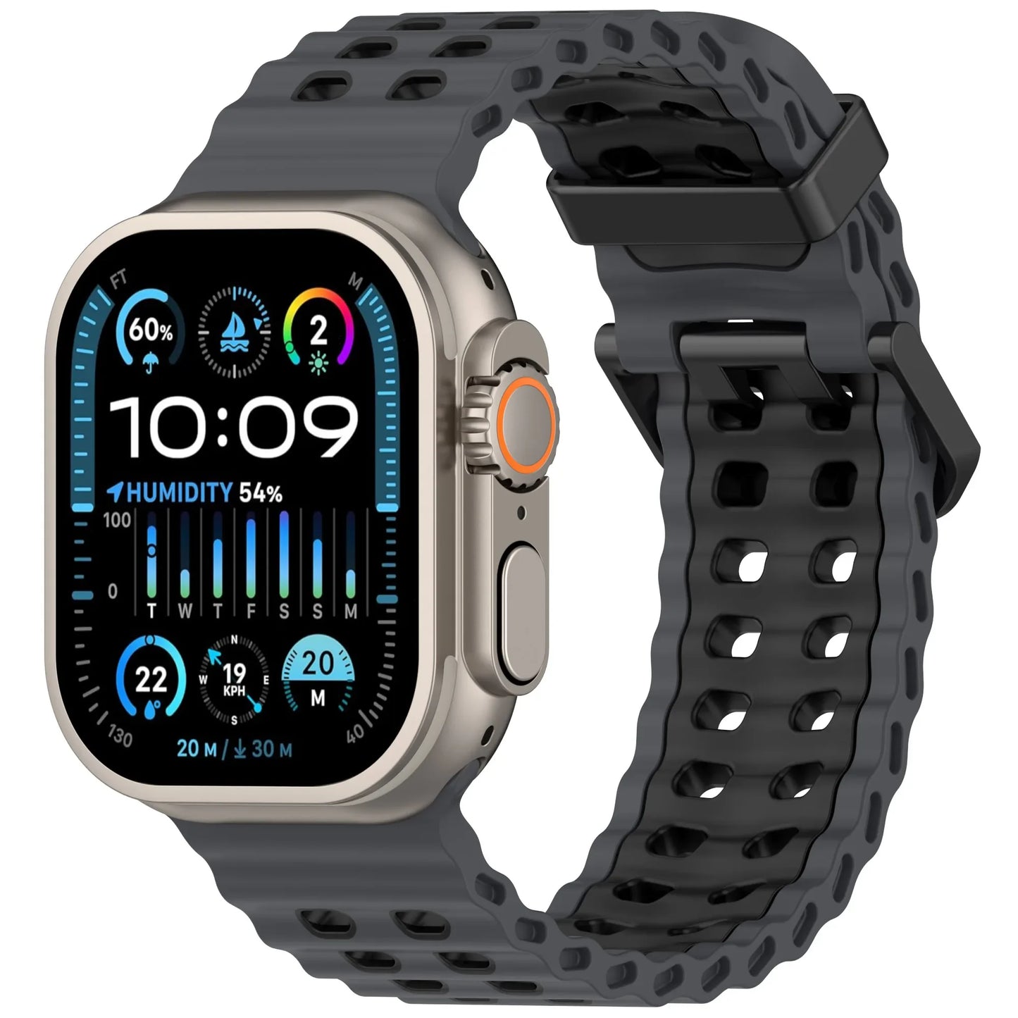 Two-Tone Ocean Silicone Strap for Apple Watch Ultra/2 49mm Sports Comfortable Lightweight Band iWatch 10 9 8 7 6 5 4 SE Bracelet