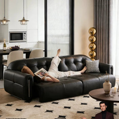 MINGDIBAO Modern Electric Recliner Sofa Bed, Power Adjustable Italian Genuine Leather Couch for Living Room Home Furniture