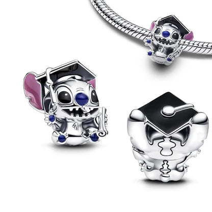 Disney Plata De Ley 925 Silver Charm Monster Activity Flowers Pendant Beads Original Women Bracelets Bangles DIY Jewelry Gift
