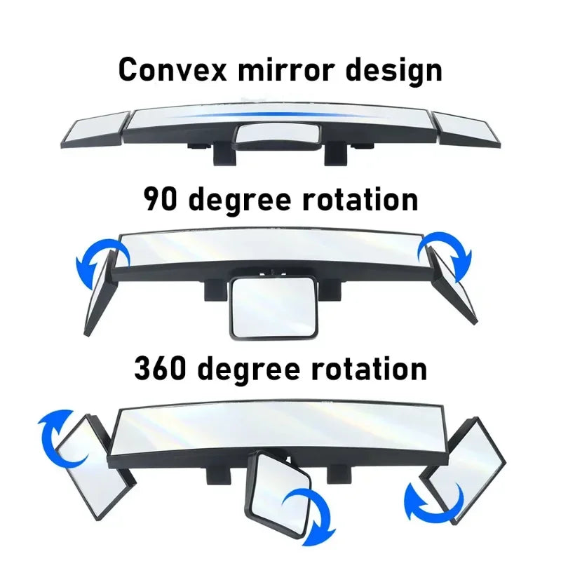 Adjustable Wide-view Rearview Mirror In The Car Wide Angle Panoramic Assisting Interior Clip On Convex Rear View Mirror For Car