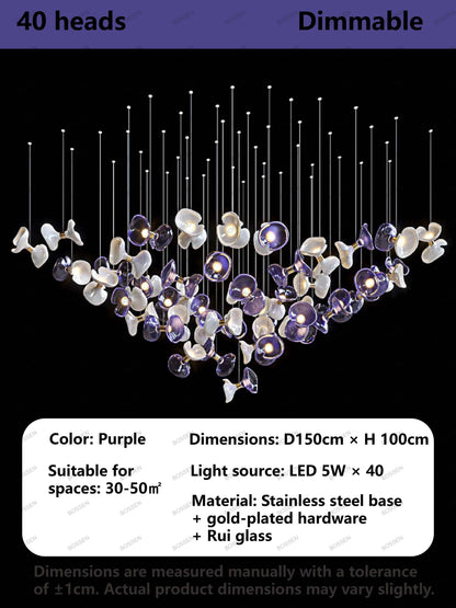 BOSSEN Light Luxury Dimmable Green Crystal Glass Chandelier Pendant Light White Gold Stainless Steel for Living Room decor