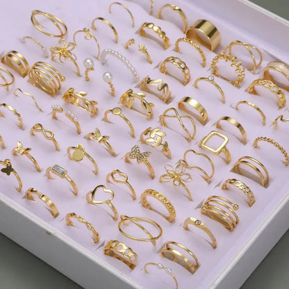 30Pieces Fashion Butterfly Geometric Hollow Ring Set For Women Mix Style Trendy Jewelry Perfect For Daily Wear Party Gifts