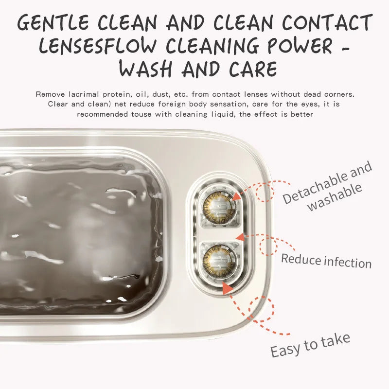 Pink Upgrade Ultrasonic Cleaner 48Khz High Frequency Jewelry Glasses Contact Lens Cleaning Machine - Home Health Care