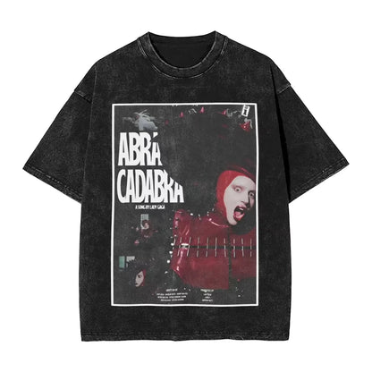Washed T Shirts Lady Gaga Mayhem Hip Hop Retro Vintage High Street Streetwear Short Sleeve Print Tees Men's Women Tops Harajuku