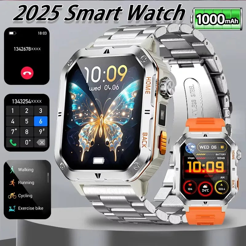Smart Watch 2.01 Inch Screen Bluetooth Call 1000mAh Voice Assistant Watch Sport Fitness 3ATM Waterproof Smartwatch For Men 2025