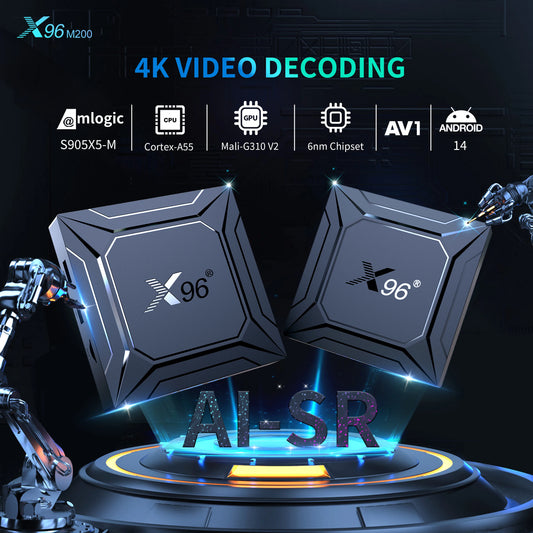 X96 M200 Android 14 Amlogic S905X5M Smart TV BOX 4GB 64GB 1000M AV1 BT TVBOX 2.4G&5G Dual Wifi 4G32G DDR4 Set Top Box