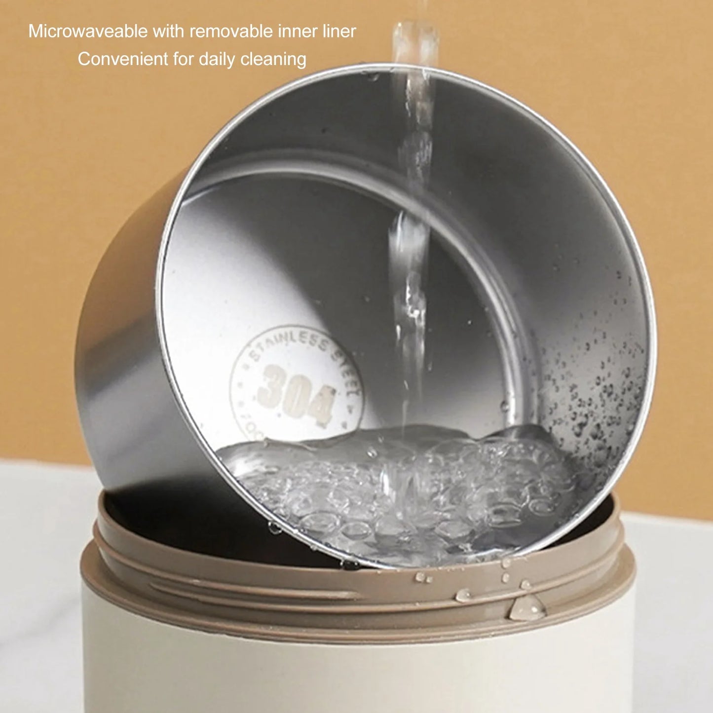 440ML Thermal Cooking Pot 304 Stainless Steel Double Layer Portable Round Shape Thermal Lunch Container Insulated Food Container