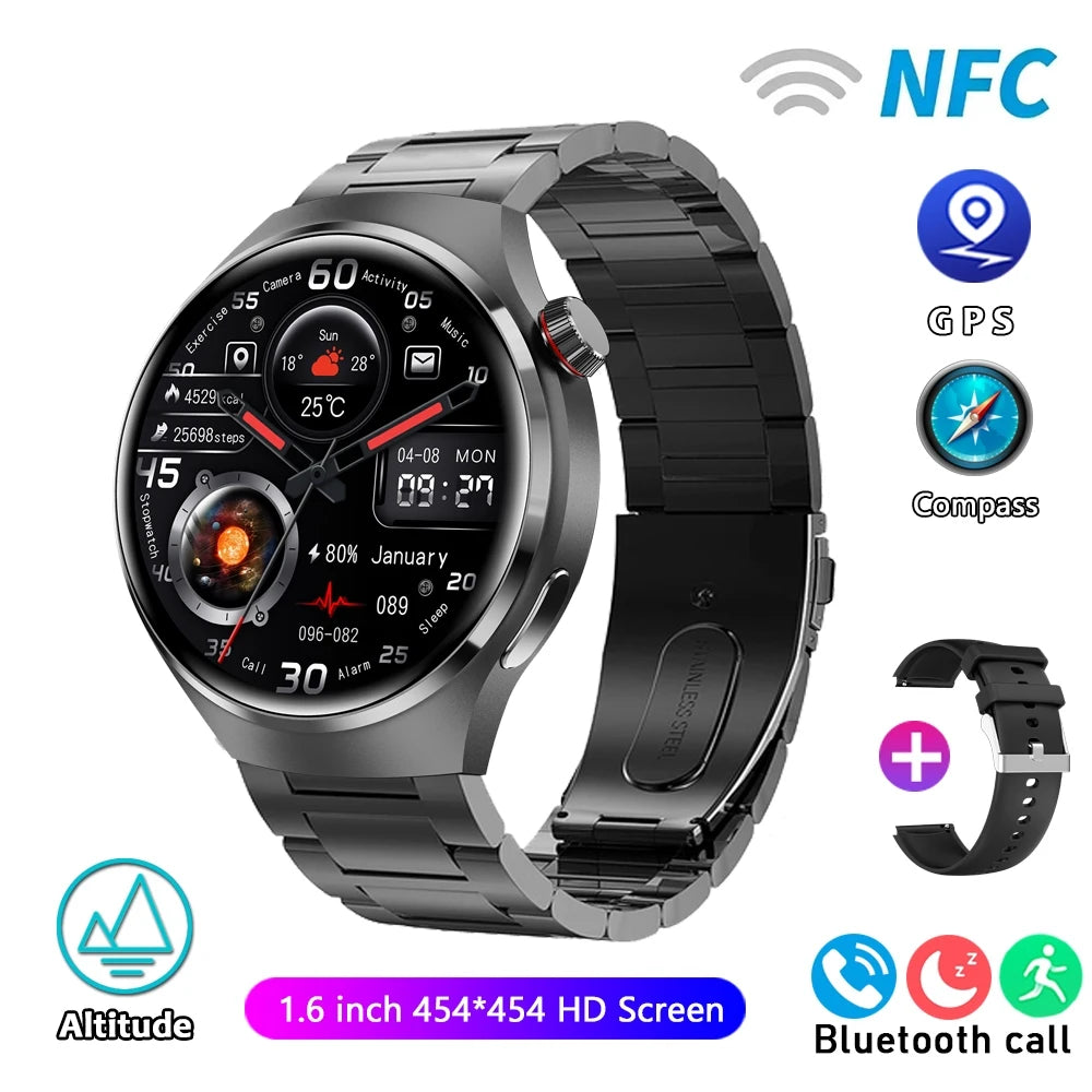 2025 New Watch 4 Pro Upgrade GPS NFC Men's Smartwatch 360*360 AMOLED HD Bluetooth Call Waterproof Smart Watch