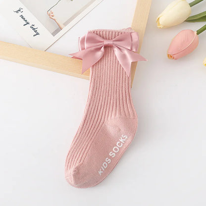 Toddler Socks Baby Accessories Girl Cute Bow Non-slip Floor Socks Children Kids Mid-tube Cotton Socks Infant Newborn Boy Clothes