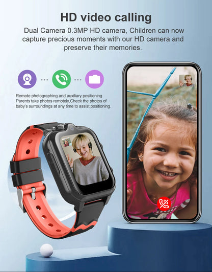 2025 New Smart Watches 4G Kids GPS AGPS LBS SOS Music Playback Dual Camera Smartwatch Waterproof 900mAh Boy Girl Children Gift