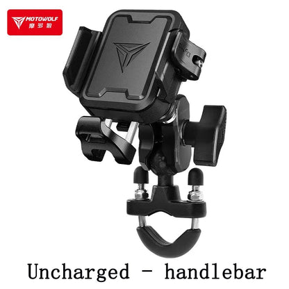 MOTOWOLF Motorcycle Riding Shock-Absorbing Phone Holder Type-c Charger Adjustable Anti-Theft Quick Release Navigation Bracket