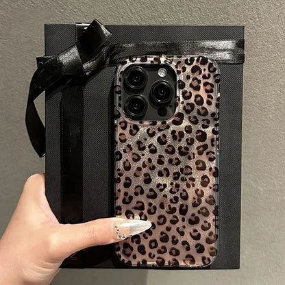 Cute Leopard Print Clear Phone Case For iPhone 16 15 14 13 12 11 Pro Max 16E XS XR X 7 8 Plus SE Shockproof Silicone Soft Cover