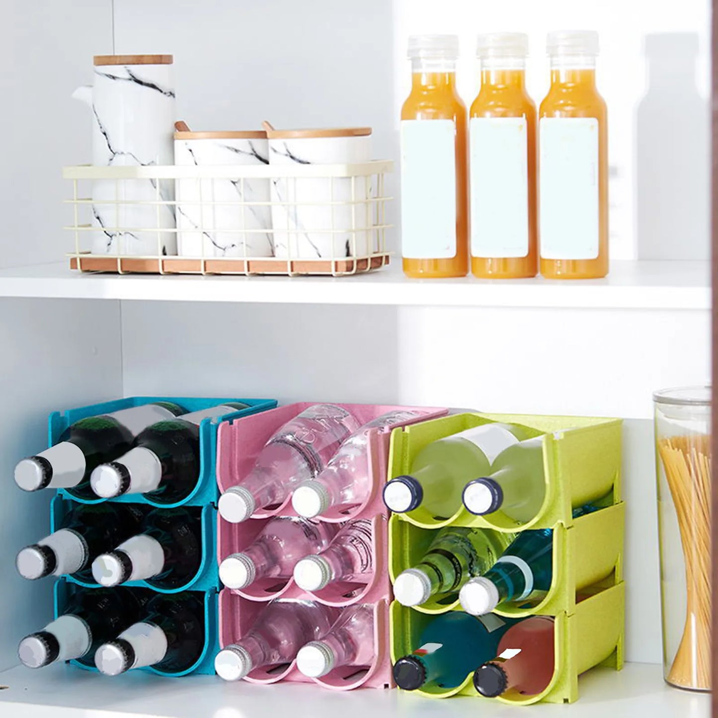 Beverage & Beer storage rack refrigerator storage rack stackable storage rack home kitchen can & bottle organizer tool,1/3/5pcs