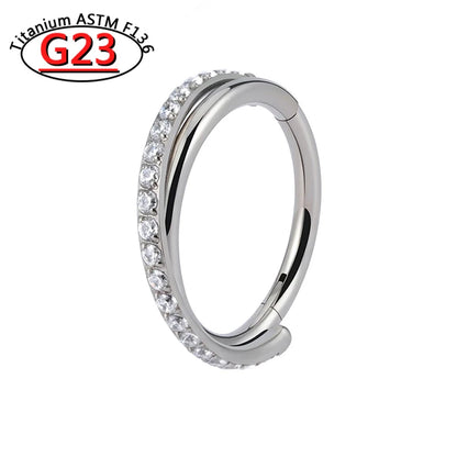 G23 Titanium Piercing Double Layered Triple Stack Hinged Zircon Nose Ring Helix Cartilage CZ Small Cartilage Septum Clicker