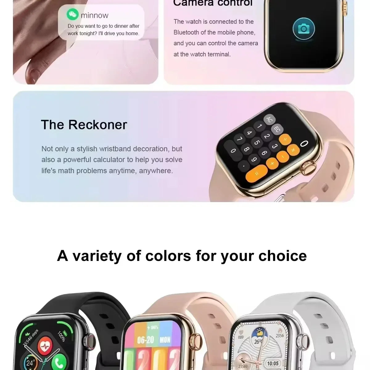 2025 NEW Smart Watch Wireless Charging Smartwatch Bluetooth Calls Men Women Watches Fitness Bracelet Custom Watch Face