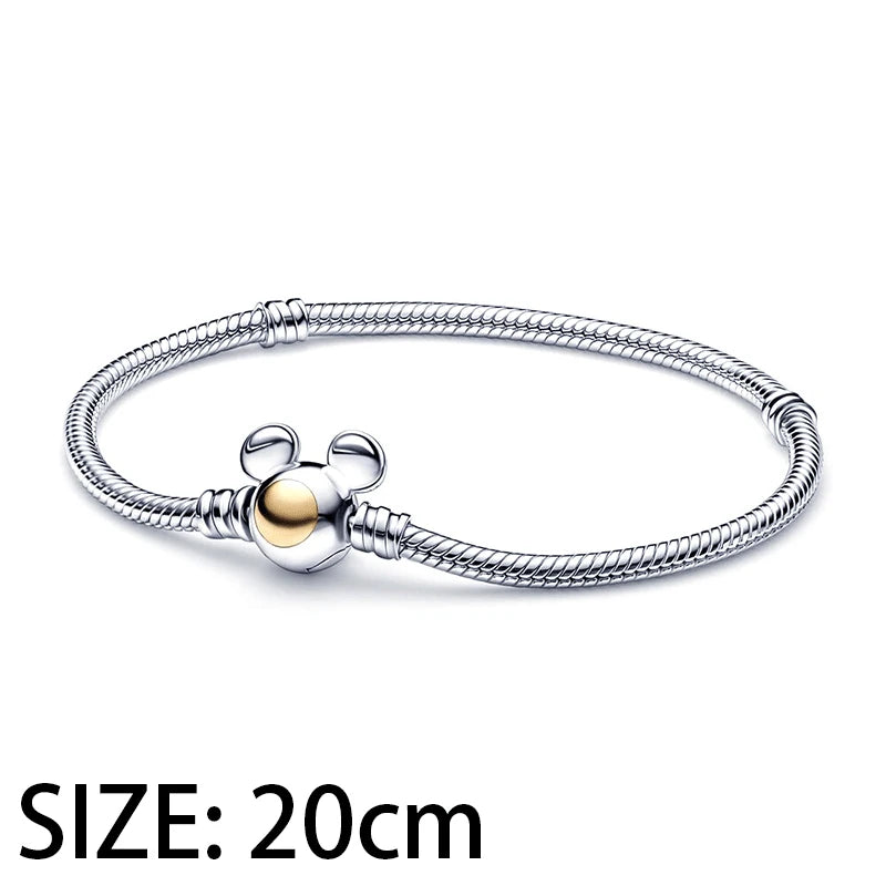 Disney Plata De Ley 925 Silver Charm Monster Activity Flowers Pendant Beads Original Women Bracelets Bangles DIY Jewelry Gift