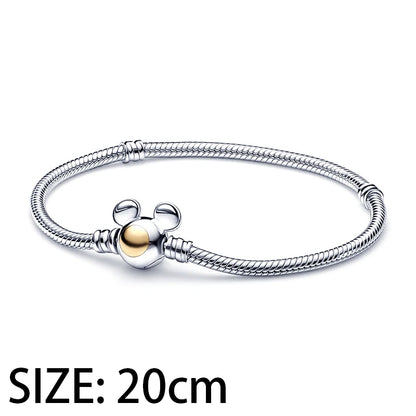 Disney Plata De Ley 925 Silver Charm Monster Activity Flowers Pendant Beads Original Women Bracelets Bangles DIY Jewelry Gift