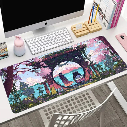 Sakura Japanese Street Anime Mouse Pad Gaming XL Home New HD Mousepad XXL Non-Slip Rubber Office Keyboard Carpet Laptop Mice Mat