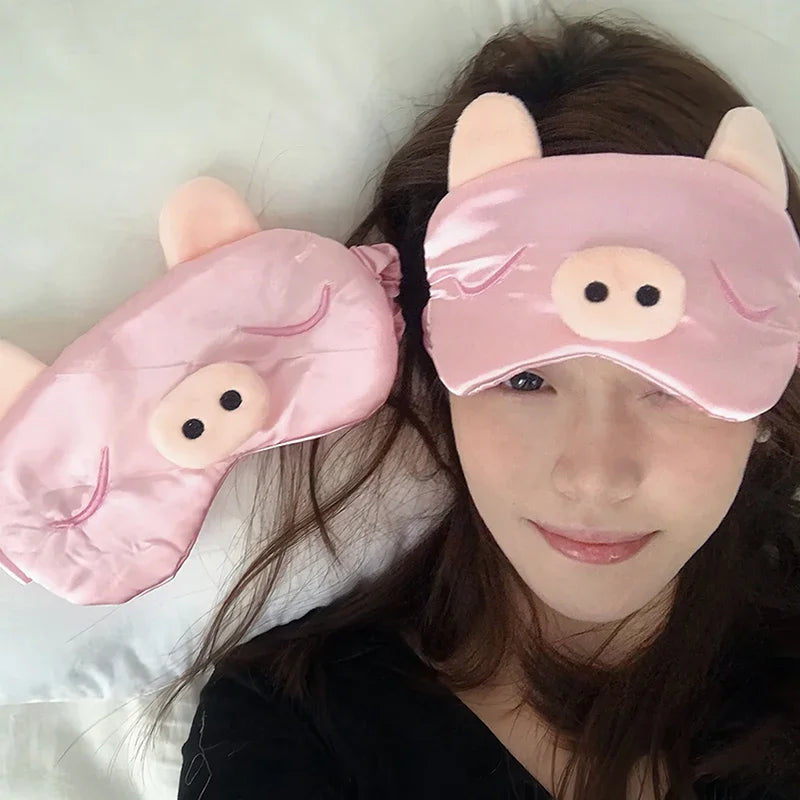 Cute Pink Cartoon Piggy Sleeping Mask Travel Relax Eye Cover For Sleep Shading Eye Eye Patch Beauty Health Eye Pads