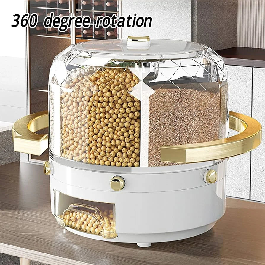 Moisture Proof Rice Bucket Rotating Sealed Grain Bucket Storage Box Practical Storage Box Cereal Dispenser Kitchen Products