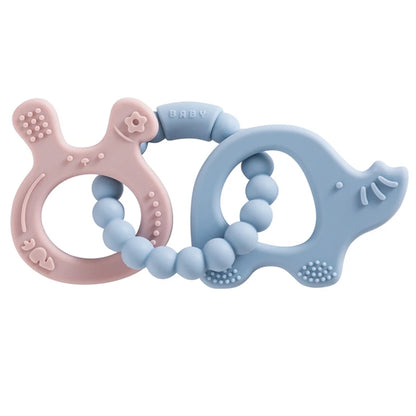 1PC Silicone Teether Baby Animal Shape Wooden Teether Ring Kid Gift BPA Free Silicone Children Goods Kid Teething Toy
