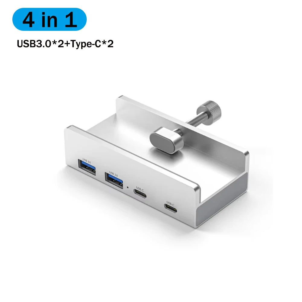USB 3.0 HUB 6-in-1 Clip Style Docking Station 5Gbps Transmission Speed Splitter Extension Adapter Computer Accessory for Laptop