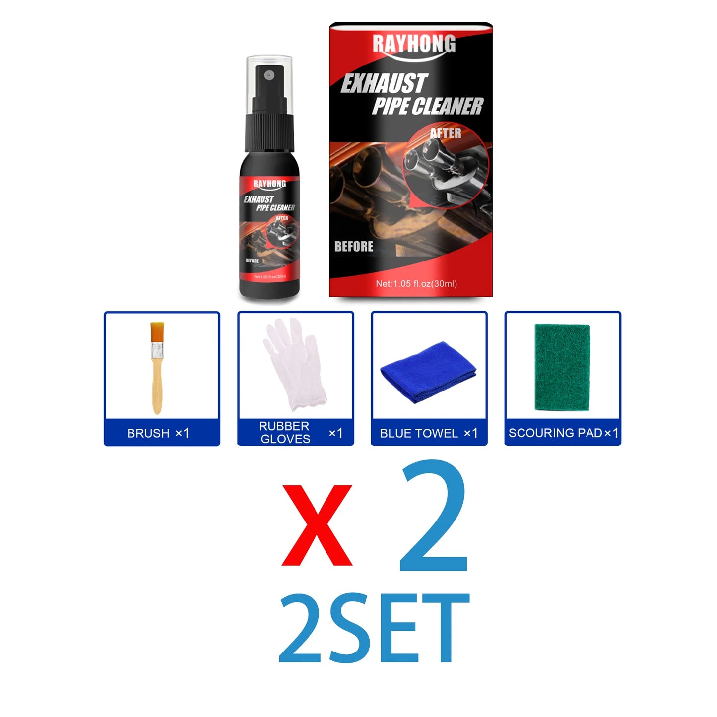 Exhaust Pipe Cleaner Polish Kit Metal Polish Rust Remover Motorcycle Car Muffler Chrome Restorer Safe No Damage Easy Clean 30ml