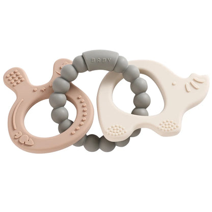 1PC Silicone Teether Baby Animal Shape Wooden Teether Ring Kid Gift BPA Free Silicone Children Goods Kid Teething Toy