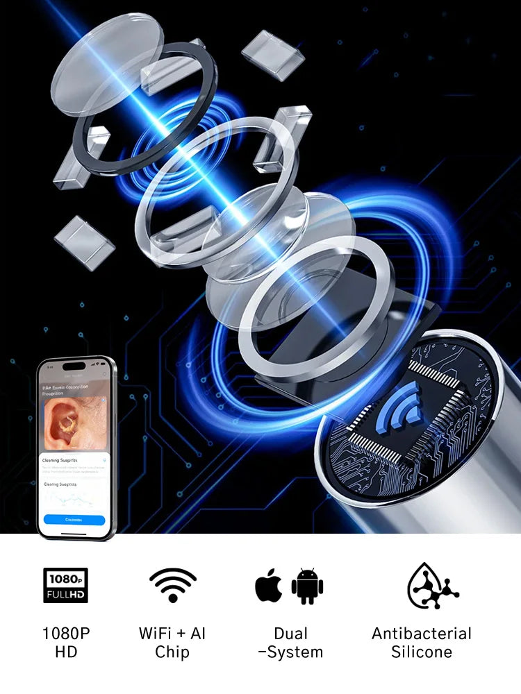Wireless Visual Ear Cleaner HD Camera LED Light Rechargeable Ear Wax Removal Tool for All Ages