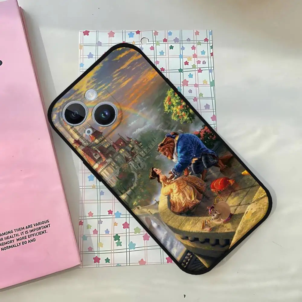 Beauties Beasts Rose Princess Art Print Phone Case For IPhone 1716 15 14 13 Pro Max 11 12 Mini X Xs XR Black Silicone Cover