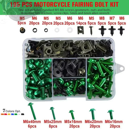 195Pcs Motorcycle Accessories Aluminum Fairing Bolt Screws Kit Nut Clips For Yamaha TMAX500 TMAX530 TMAX560 TMAX 500 530 560