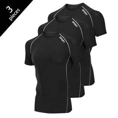 3 Pcs Summer Compression T Shirt Men Sports Wear Running T-shirt Elastic Quick Dry Sport Tops Tee Athletic Gym Workout Shirts