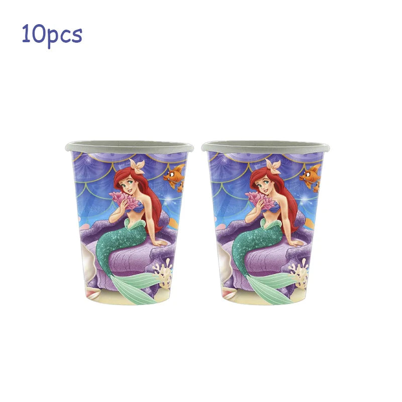 The Little Mermaid Birthday Party Decoration Princess Ariel Paper Napkin Plate Cup Tablecloth Balloons Kids Baby Shower Supplies