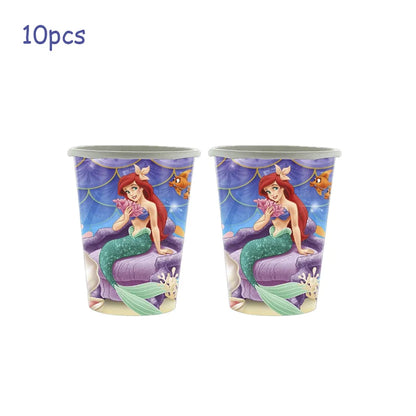 The Little Mermaid Birthday Party Decoration Princess Ariel Paper Napkin Plate Cup Tablecloth Balloons Kids Baby Shower Supplies