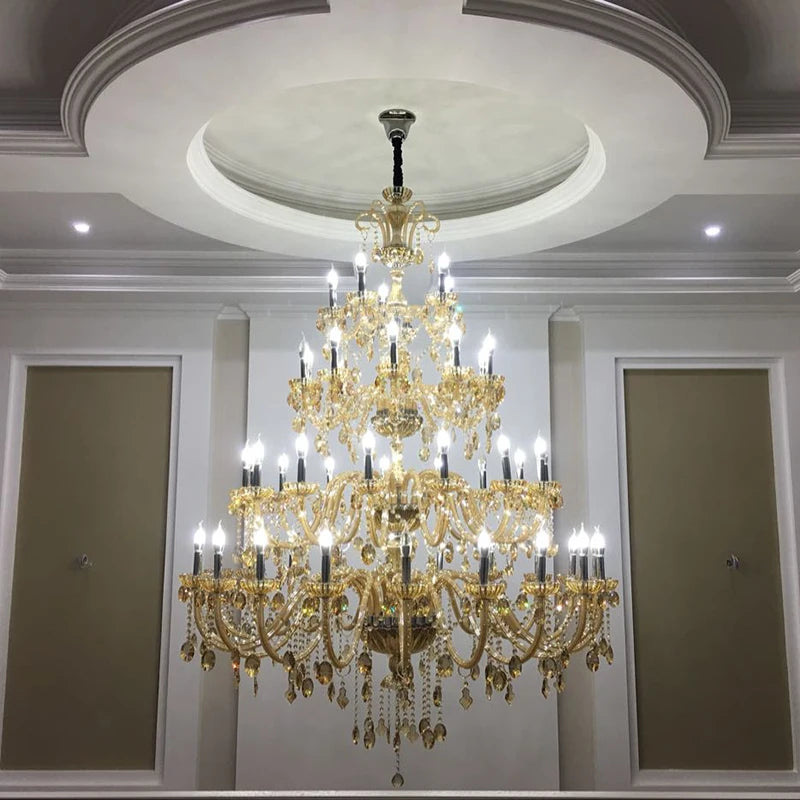 Duplex Crystal Chandeliers European Clubhouse Villa Creative Clndle Lamp Staircase Crystal Chandelier Lighting For Living Room