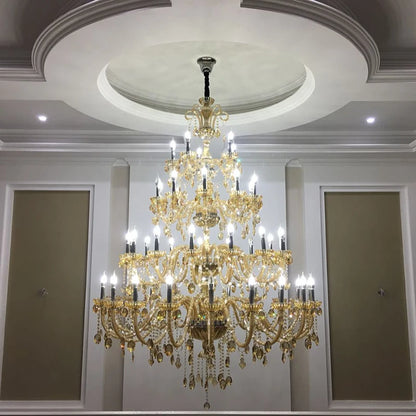 Duplex Crystal Chandeliers European Clubhouse Villa Creative Clndle Lamp Staircase Crystal Chandelier Lighting For Living Room