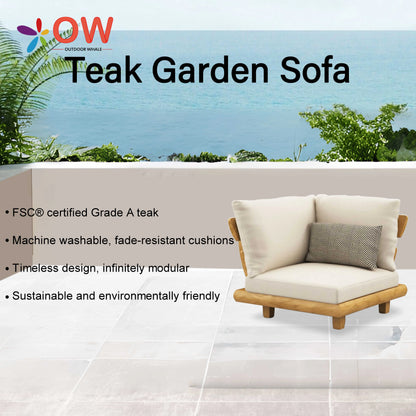 Outdoor waterproof teak sofa terrace set combination leisure villa waterproof lounge suite sofa set outdoor garden furniture set