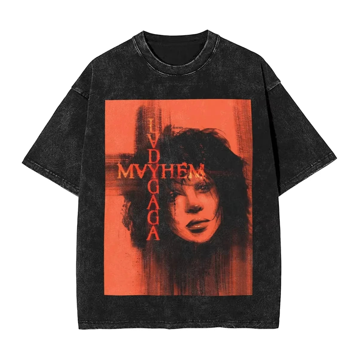 Washed T Shirts Lady Gaga Mayhem Hip Hop Retro Vintage High Street Streetwear Short Sleeve Print Tees Men's Women Tops Harajuku