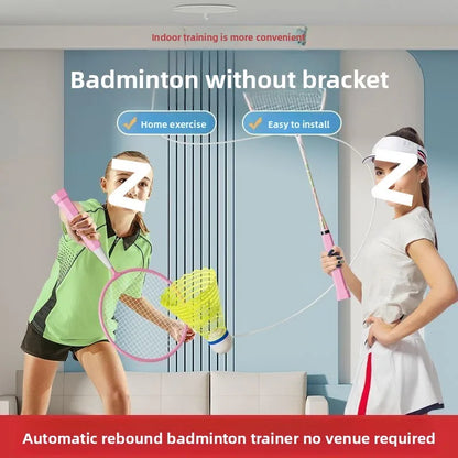 Badminton single fitness trainer indoor sports high elastic swirling suspension automatic rebound hitting artifact