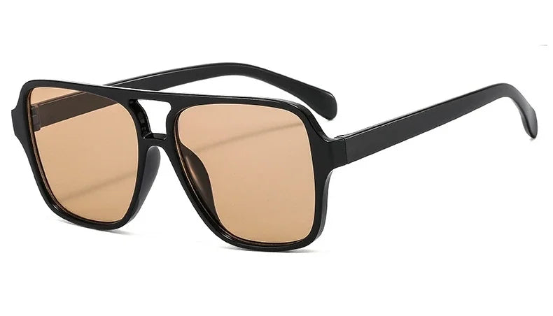 Vintage Double Bridge Yellow Sunglasses Women Oversized Square Frame Luxury Shades Sun Glasses Female Pilot Eyewear