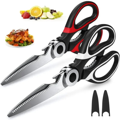 ‌Premium Stainless Steel Kitchen Scissors Heavy Duty Strong Blade for Cutting Fish Meat Chicken Bones Pizza Dishwasher Safe