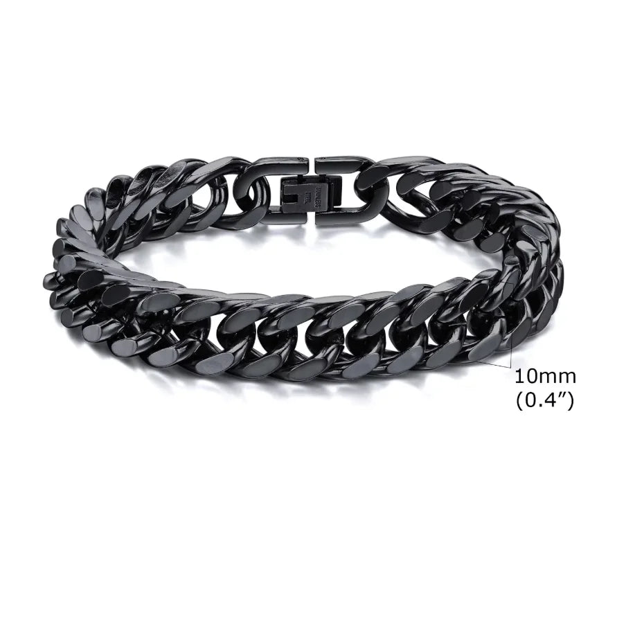 Vnox 8mm/12mm Bold Heavy Stainless Steel Cuban Bracelets for Men Boys,Oxidized Metal Wristband,Punk Rock Chain Bracelet Jewelry