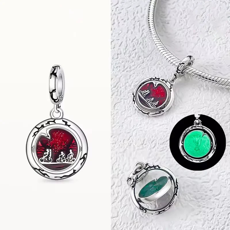 Disney Plata De Ley 925 Silver Charm Monster Activity Flowers Pendant Beads Original Women Bracelets Bangles DIY Jewelry Gift