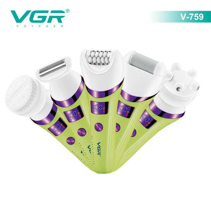 VGR Hair Trimmer Electric Epilator Hair Removal Personal Care Appliances Body Trimmer 5 IN 1 Waterproof Hair Remover Women V-759