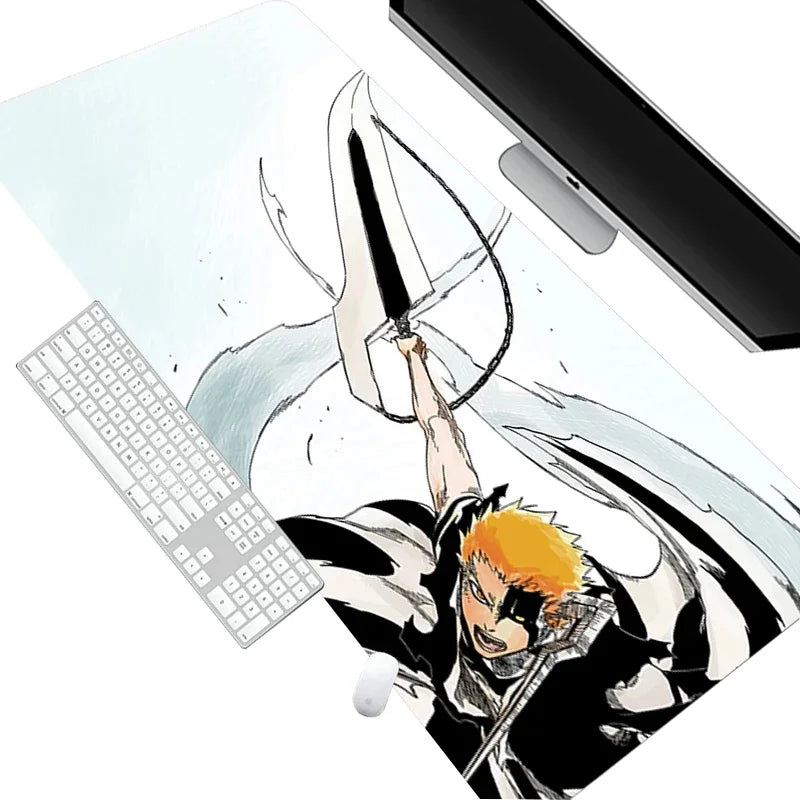 White Mouse Pad Anime Large Mousepad Bleach Manga Panel Laptop Office Shounen Rubber Soft Table Mat Pc Gaming Non-Slip Carpet
